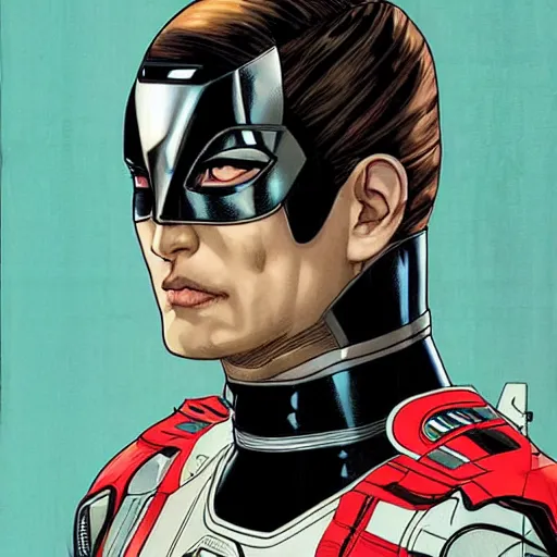 Image similar to portrait of a japanese male android, by MARVEL comics and Sandra Chevrier