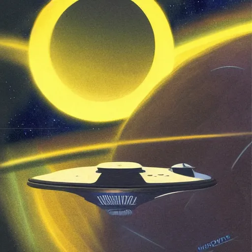 Prompt: a mysterious spaceship orbits a moon with a small outpost on the surface scanning for signs of life, concept art, pulp novel cover, Asimov