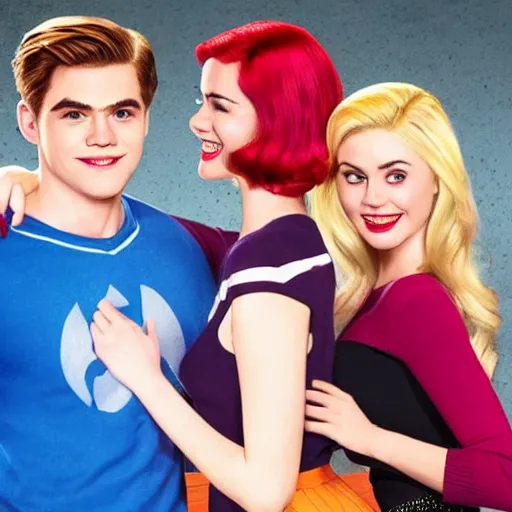 Prompt: Archie Andrews, Betty Cooper and Veronica Lodge