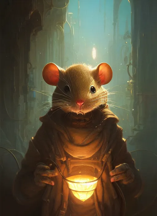 Prompt: highly detailed portrait of a cute little mouse, stephen bliss, unreal engine, fantasy art by greg rutkowski, loish, rhads, ferdinand knab, makoto shinkai and lois van baarle, ilya kuvshinov, rossdraws, tom bagshaw, alphonse mucha, global illumination, radiant light, detailed and intricate environment