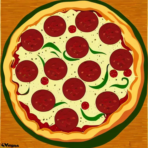 Prompt: vector illustration of pizza by van Gogh