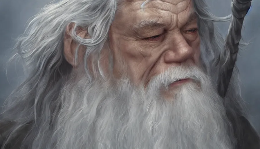 Image similar to Gandalf the white, beautiful realistic artwork on artstation