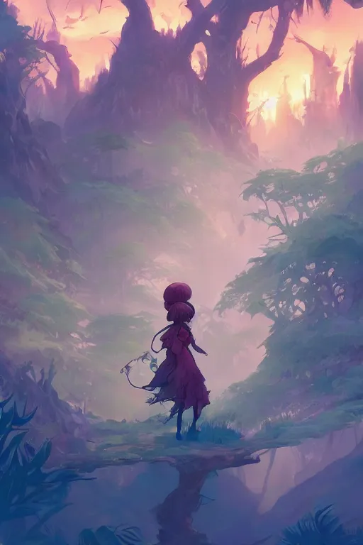 Image similar to fairy City in an ancient forrest , official fanart behance hd artstation by Jesper Ejsing, by RHADS and Makoto Shinkai and Lois van baarle and ilya kuvshinov and rossdraws