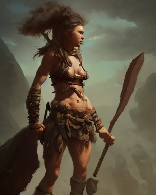 Image similar to hyper realistic photo of barbarian warrior girl, full body, cinematic, artstation, cgsociety, greg rutkowski, james gurney, mignola