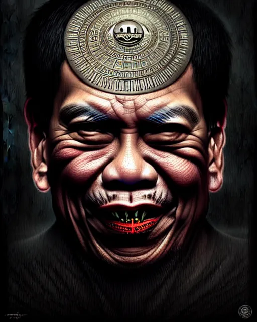 Image similar to rodrigo duterte, rodrigo duterte as a monster, very intricate ultrafine details, award winning masterpiece, tom bagshaw artstyle