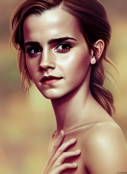 Image similar to high angle photo of emma watson in the style of stefan kostic, realistic, sharp focus, 8 k high definition, insanely detailed, intricate, elegant, art by stanley lau and artgerm