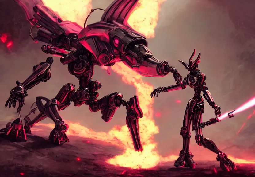 Prompt: epic cinematic shot of singular stunning beautiful hot anthropomorphic mecha female dragon fighting in the nuclear war with laser rifle, has silver armor and fuchsia skin, skeletons riddling the ground, bleak atmosphere, warframe fanart, terminator art, epic scale, furaffinity, deviantart, octane