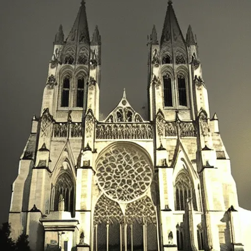 Image similar to gothic cathedral, etherial mist, scary