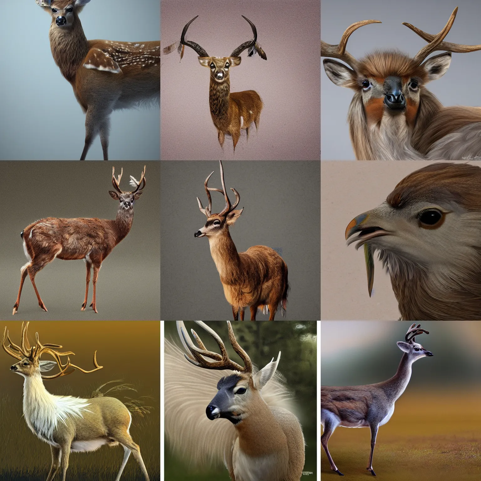 Prompt: a feathered deer with feathers for fur, national geographic, photo, nature photography, trending on artstation, highly detailed, full body, realistic