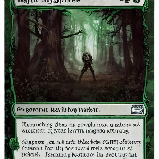 Image similar to magic the gathering card, archers in mystical forest