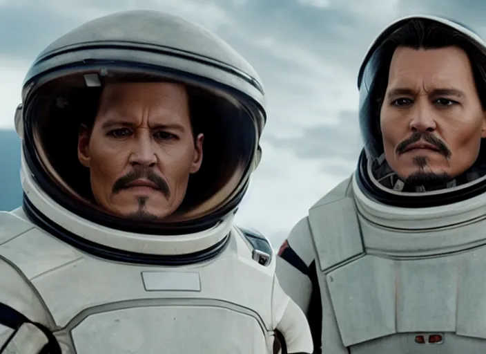 Image similar to film still of Johnny Depp as Cobb in Interstellar, 4k