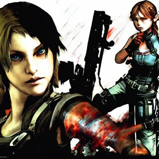 Image similar to zelda in resident evil by yoji shinkawa