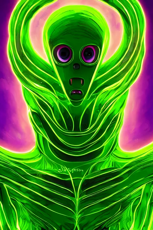 Image similar to green alien made of jello, symmetrical, highly detailed, digital art, sharp focus, trending on art station, anime art style