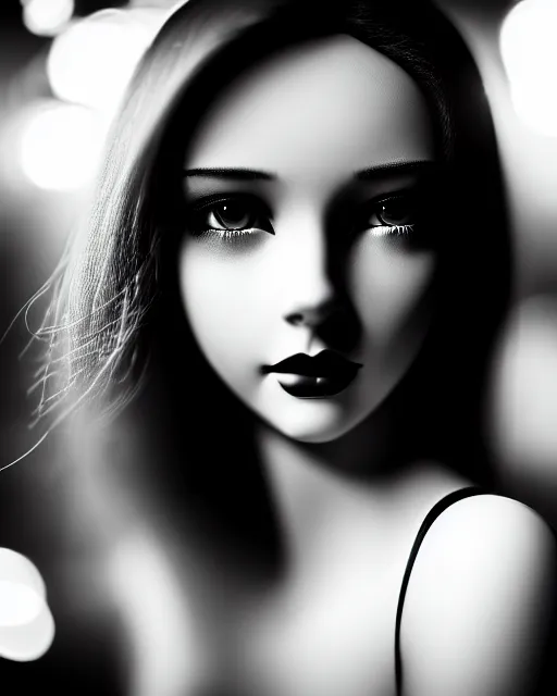 Image similar to black and white dreamy young beautiful female artificial intelligence, metropolis, cinematic, rim light, bokeh, photo - realistic, elegant, high detail, 8 k, masterpiece, photo taken in 1 9 3 0