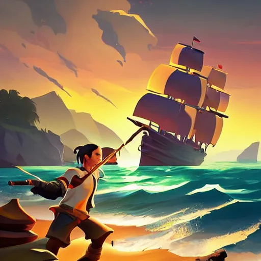 Image similar to painting treasure on sea of thieves game smooth median photoshop filter cutout vector, behance hd by jesper ejsing, by rhads, makoto shinkai and lois van baarle, ilya kuvshinov, rossdraws global illumination