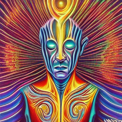 Prompt: random Alex Grey art