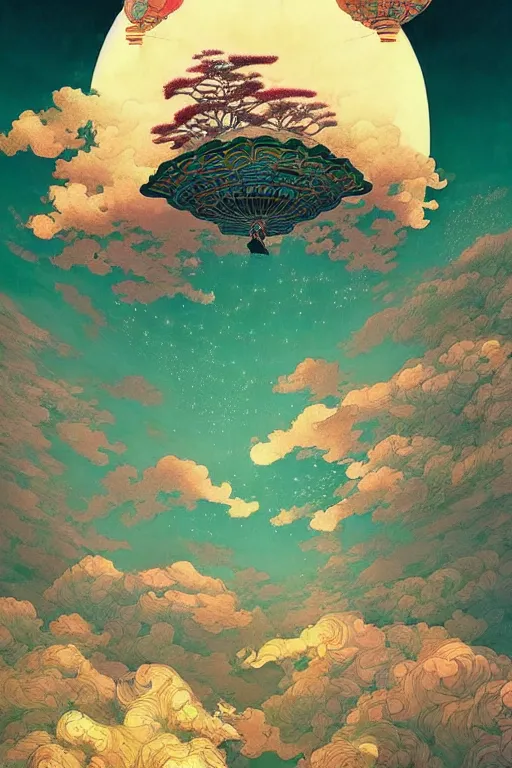 Image similar to a beautiful hyperdetailed matte illustration victo ngai style of absolutely beautiful dunhuang flying sky, from china, perfectly shaded, atmospheric lighting, style of studio ghibli, makoto shinkai, raphael lacoste, louis comfort tiffany, artgerm, james jean, ross tran, chinese style