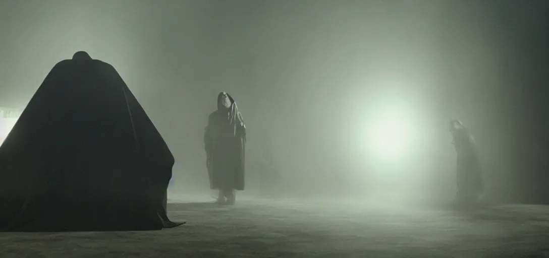 Prompt: prince of darkness waking from his coffin, foggy, cinematic shot, photo still from movie by denis villeneuve, wayne barlowe