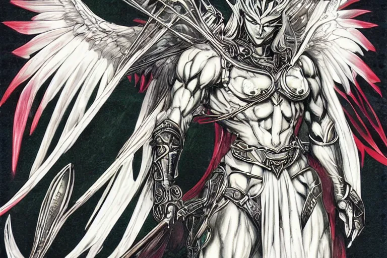 Image similar to Archangel Lucifer in the style of Yoshitaka Amano