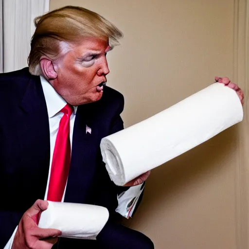 Image similar to donald trump eating toilet paper