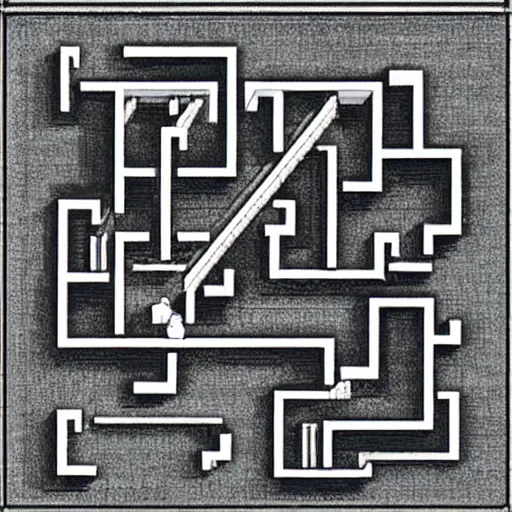 Image similar to An impossible maze in the style of M C Escher