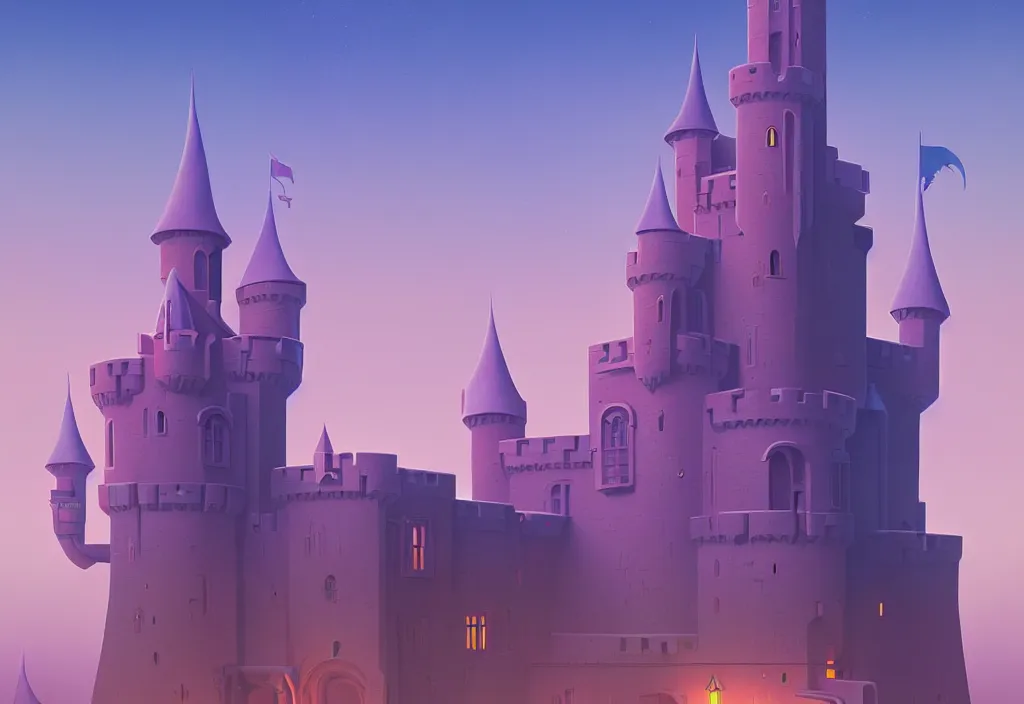 Prompt: a beautiful matte portrait masterpiece of a castle by beeple and rhads, trending on artstation, featured on behance, intricate, rectilinear.