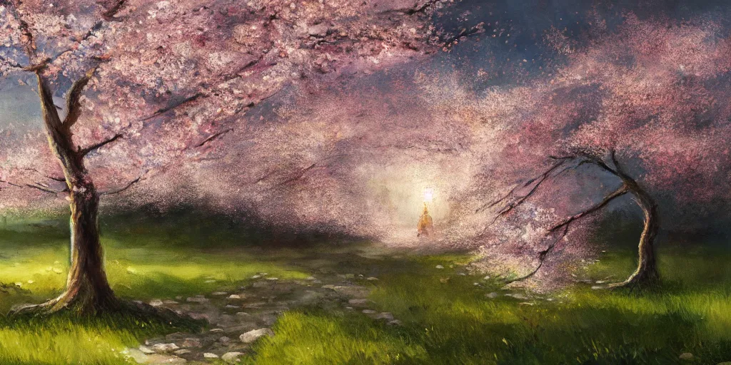 Prompt: tornado of blooming cherry blossoms petals sweeping through farmland, dim volumetric lighting, 8 k octane beautifully detailed render, post - processing, extremely hyper - detailed, intricate, epic composition, cinematic lighting, masterpiece, trending on artstation, detailed detailed detailed, stunning art by anders zorn, wonderful masterpiece by greg rutkowski, beautiful cinematic light