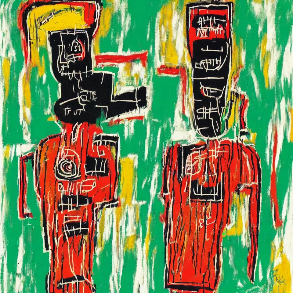 Prompt: green bottle by jean-michel basquiat