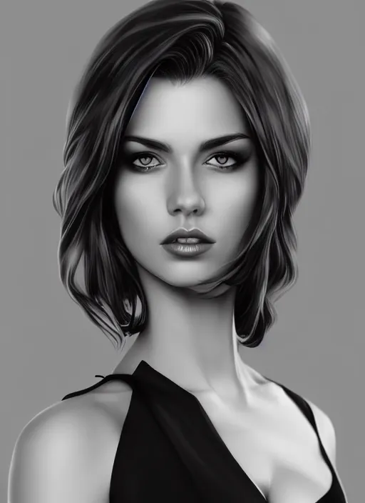 Image similar to full body portrait of a beautiful woman in black and white, photorealistic, art by diego fazio and diegoKoi and artgerm, concept art, hyper sharp focus, 8k highly detailed