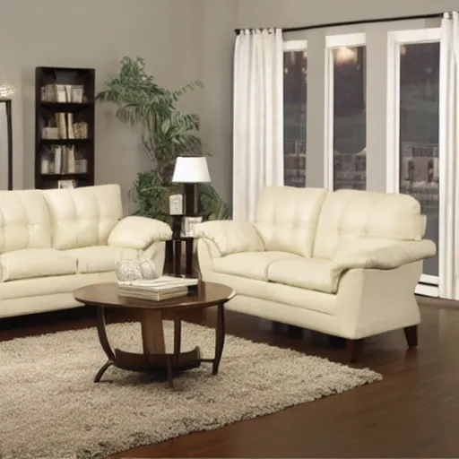 Image similar to creme colored living room set, furniture magazine, promotional photo