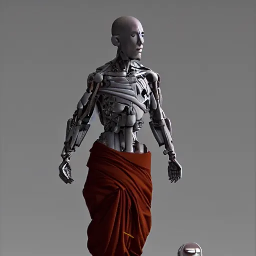 Prompt: a humanoid cyborg monk