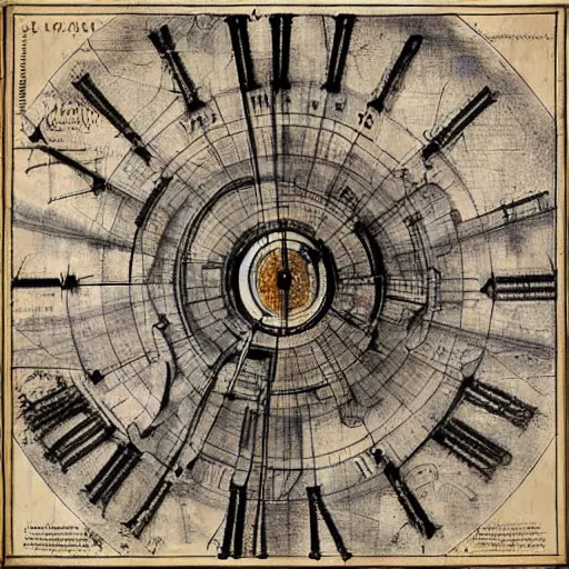 Image similar to a blueprint of time machine by da vinci