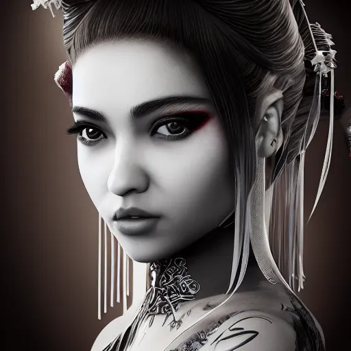 Image similar to Shakira Geisha, realistic, photo studio, HDR, 8k, trending on artstation