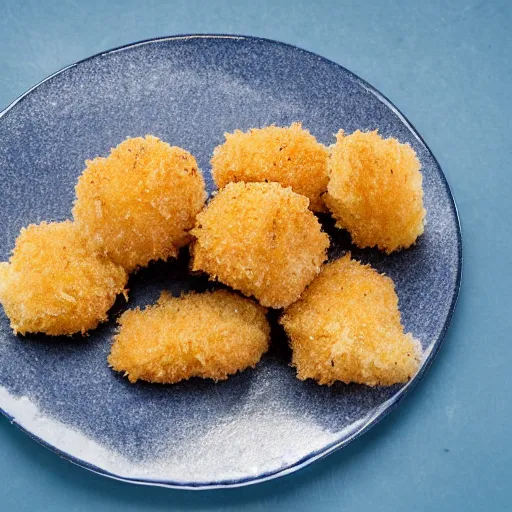 Image similar to a plate of breaded scampi underwater, trawl damaged seafloor