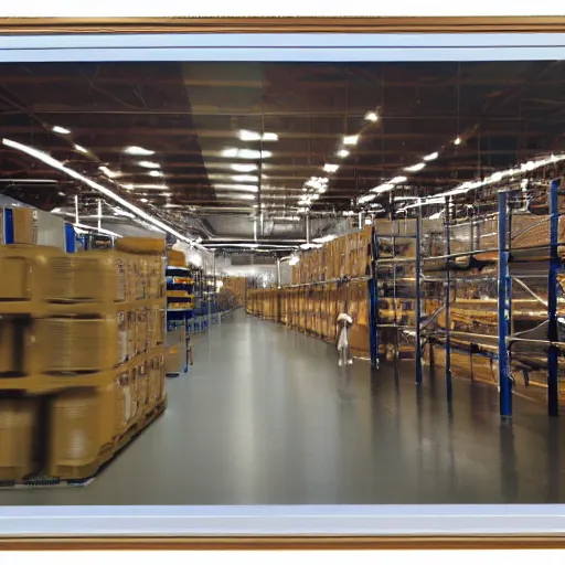 Prompt: IKEA warehouse, liminal space, matte painting, award winning, chiaroscuro, oil on canvas