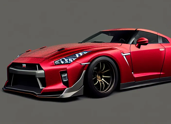 Prompt: Crimson GT-R R36 2035 165mm camera, hyper detailed, digital art, trending in artstation, cinematic lighting, studio quality, smooth render, unreal engine 5 rendered, octane rendered, art style by klimt and nixeu and ian sprigger and wlop and krenz cushart