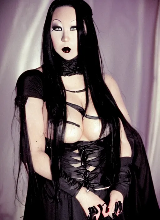 Prompt: candid photo of london keyes as a gothic vampire in the 1 9 9 0 s