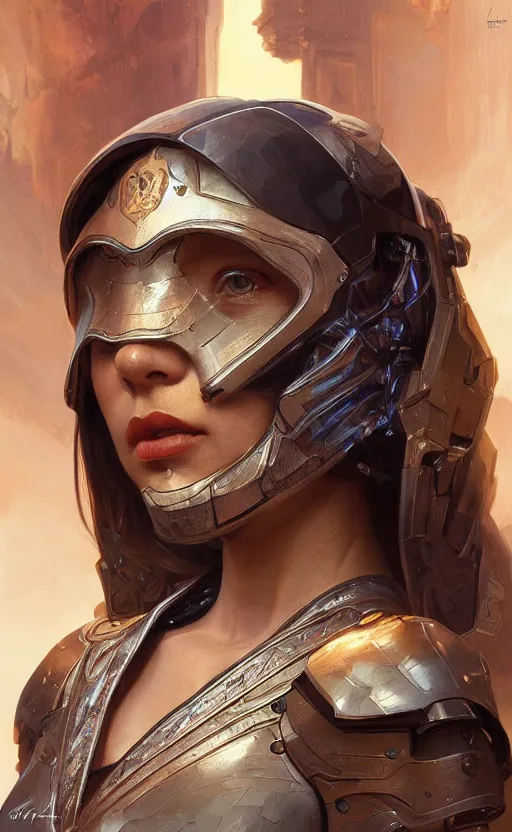 Image similar to portrait of a female warrior wearing a semi transparent carbon shell, plastic, science fiction, intricate, headshot, highly detailed, digital painting, artstation, concept art, sharp focus, cinematic lighting, illustration, art by artgerm and greg rutkowski, alphonse mucha, cgsociety