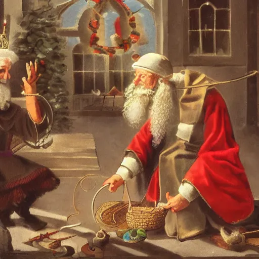 Prompt: Sinterklaas discovering a new element