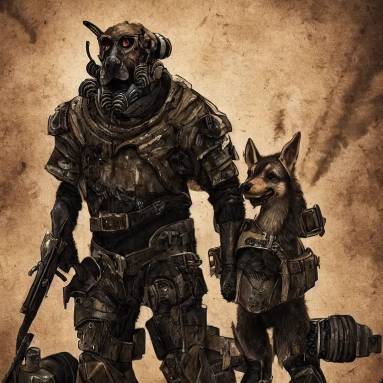 Image similar to a good ol'hound dog fursona ( from the furry fandom ), heavily armed and armored facing down armageddon in a dark and gritty version from the makers of mad max : fury road. witness me.