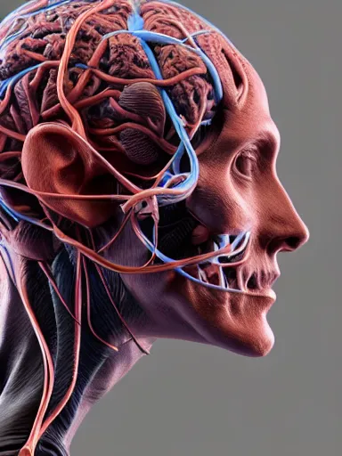 Image similar to anatomical sculpture of central nervous system, quixel megascans, photorealism, cgi, digital concept art, redshift render, physically based rendering, cinematic, filmic : : illustrated on black paper by artgerm, nychos, alan grey, elena masci, yoji shinkawa