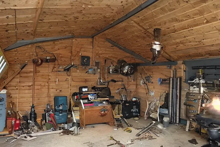 Prompt: rednecks achieve nuclear fusion in their shed