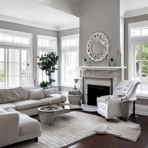 Cozy Living Room Grey Walls White