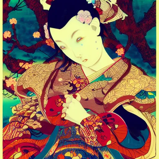 Image similar to james jean style, utagawa kunisada 3 d art, vfx art, unreal engine render, claymation style, colourful, volumetric light, digital painting, digital illustration, dramatic light,