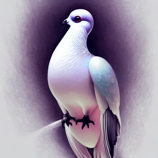 Image similar to Ethereal majestic Pigeon, royal bird, intricate detail, ornate, conceptual art, soft light, dynamic, art by artgerm