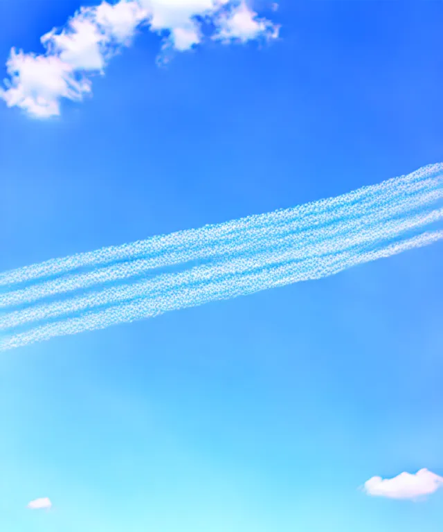 Image similar to thin cloud trails loops in cursive on clear blue sky, skywriting