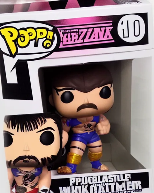 Image similar to wrestler Funko Pop. Photographic, photography