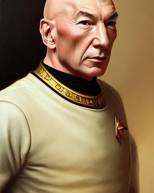 Prompt: Portrait of Jean Luc Picard but he is chinese, real life skin, intricate, elegant, highly detailed, artstation, concept art, smooth, sharp focus, art by artgerm and greg rutkowski and alphonse mucha