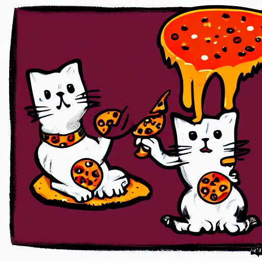 Prompt: oh my god, the pizza is insulting my cats, someone call the ghostbusters, digital art