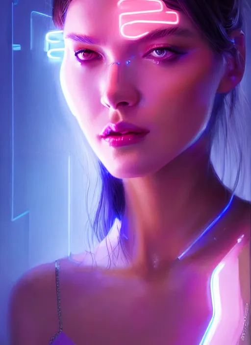Prompt: portrait of female humanoid in transparent fashion wear, intricate, elegant, cyber neon lights, highly detailed, digital photography, artstation, glamor pose, concept art, smooth, sharp focus, art by artgerm and greg rutkowski